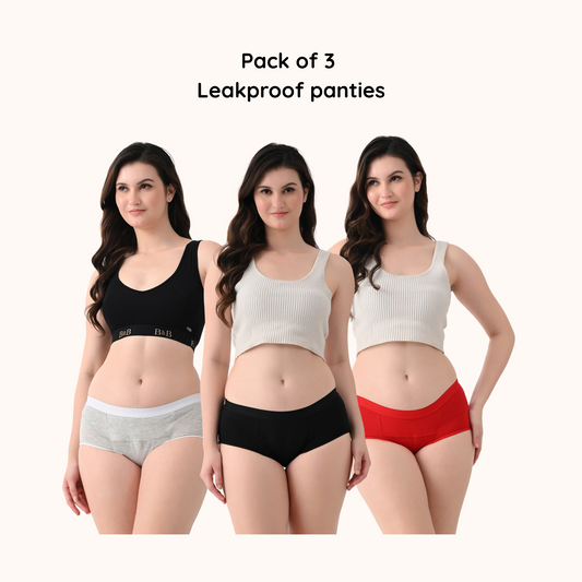 Midwaist Leakproof Panties (Pack of 3) | Absorb upto 180ml