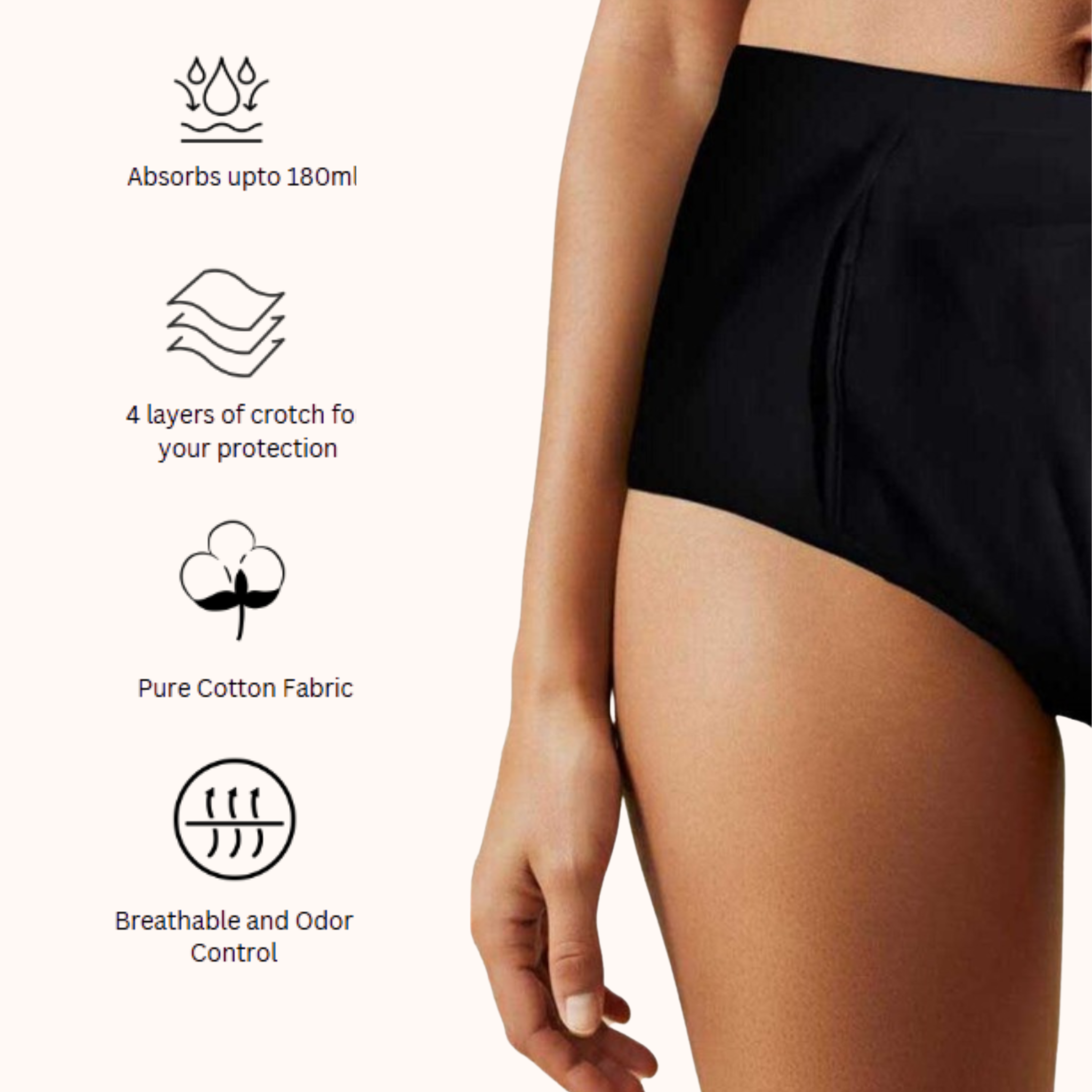 Midwaist Leakproof Panties (Pack of 3) | Absorb upto 180ml