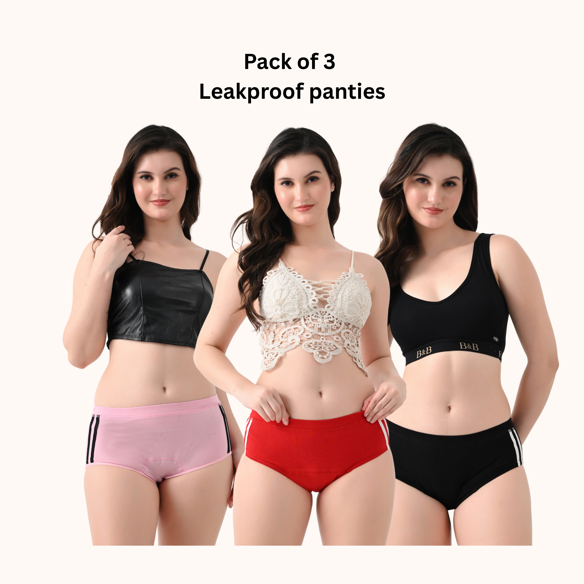 Cotton Highwaist Leakproof Panties (Pack of 3) | Absorb upto 180ml