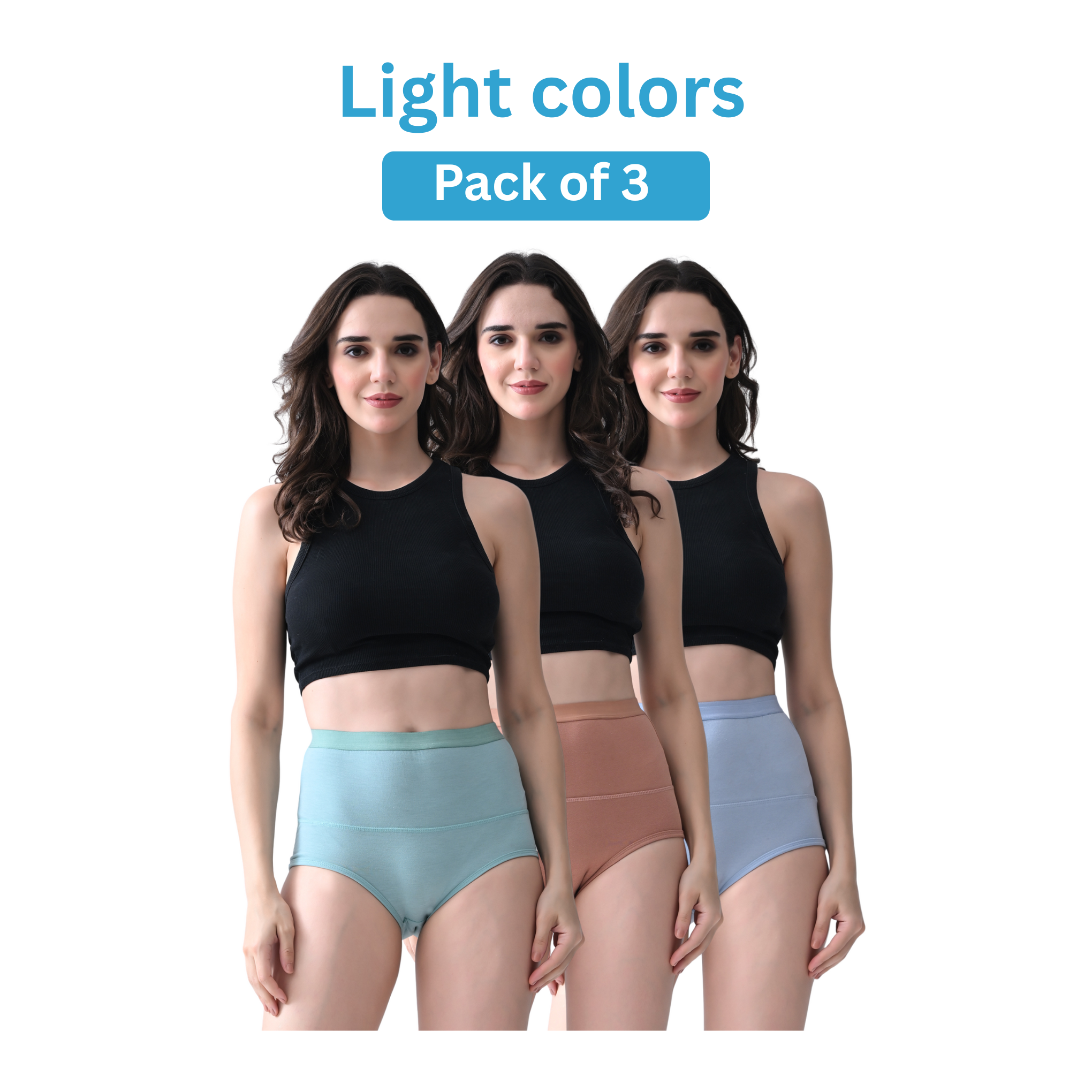 Cotton High Waist Leakproof Panties (Pack of 3) | Ideal for Light Leaks