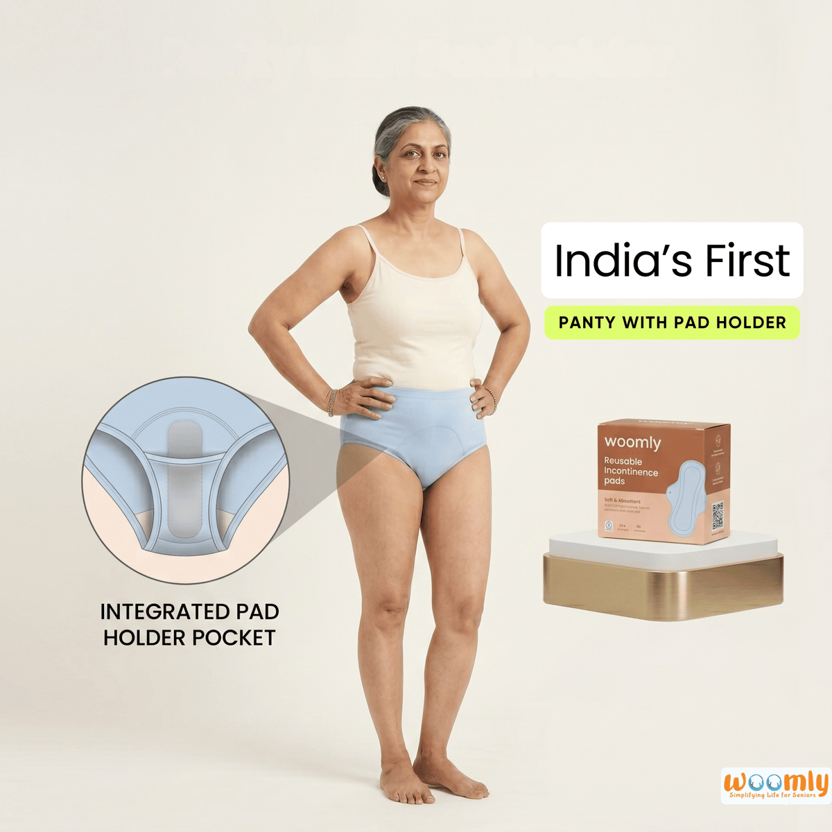 Incontinence Panty with Pad Holder + Reusable Pads – High Absorbency for Heavy Urine Leaks | Woomly